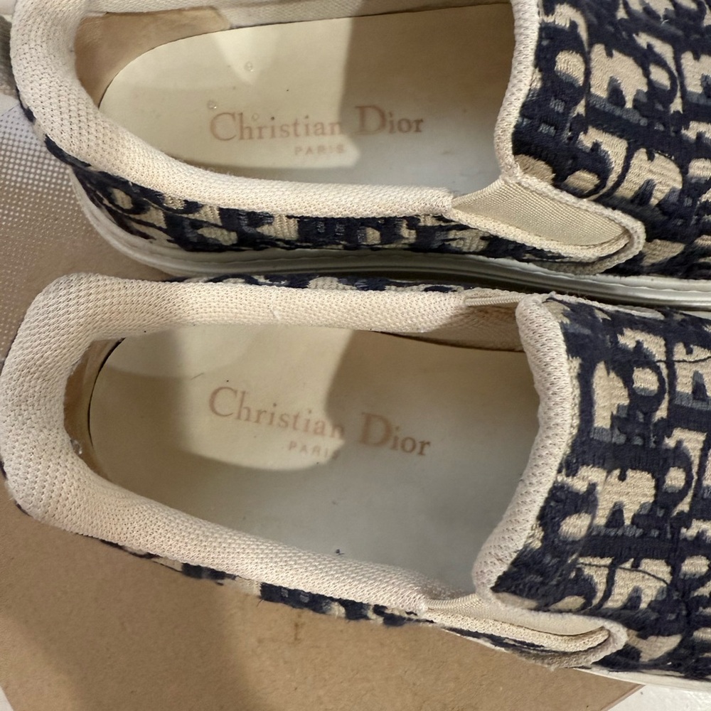 Dior Navy and Cream Slip-On Shoes - Picture 2 of 5